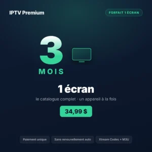 Abonnement IPTV 3 mois au Québec, 1 écran, 34,99 $