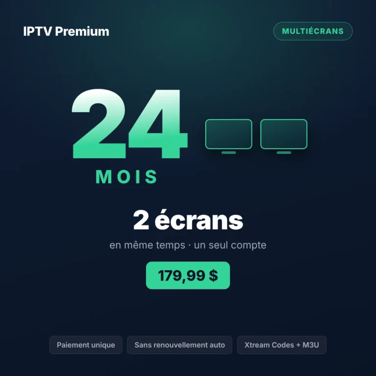 Forfait IPTV 2 écrans 24 mois au Québec, prix en dollars canadiens