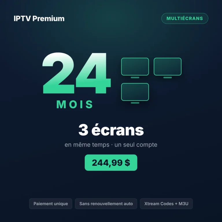 Forfait IPTV 3 écrans 24 mois au Québec, prix en dollars canadiens